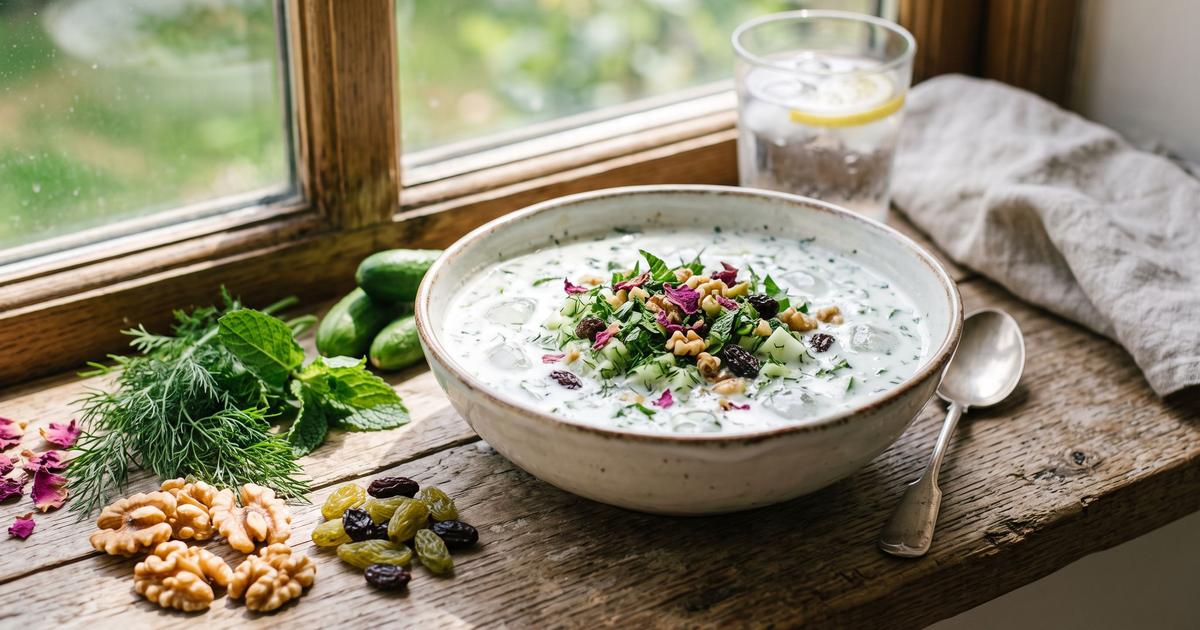 Ab-Doogh-Khiar, Persian Cold Yogurt Soup