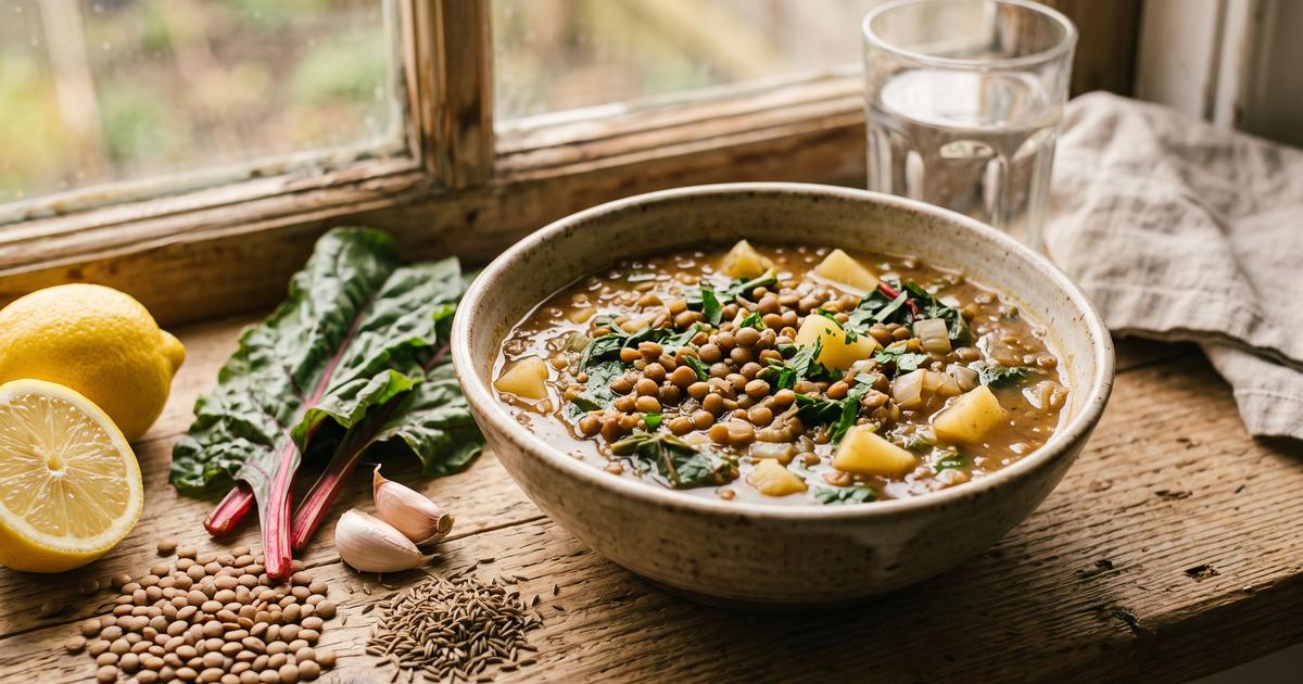 Adas bil Hamod, Lebanese Lentil and Chard Soup