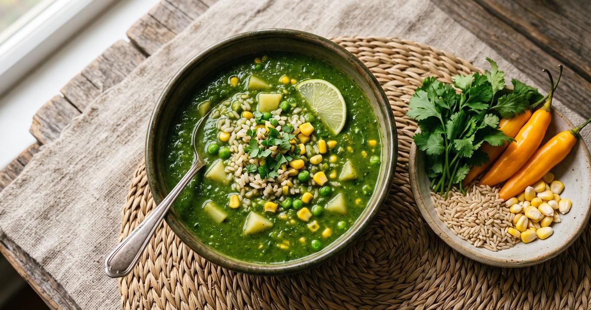 Aguadito de Verduras, Peruvian Cilantro Vegetable Soup