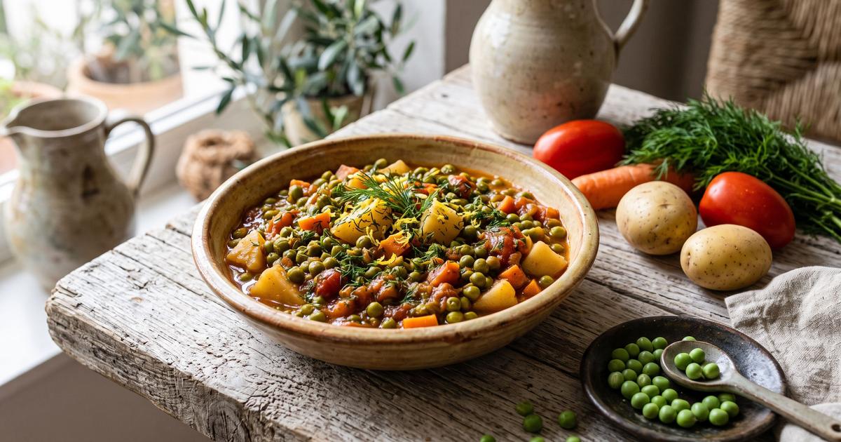 Arakas Laderos, Greek Braised Peas