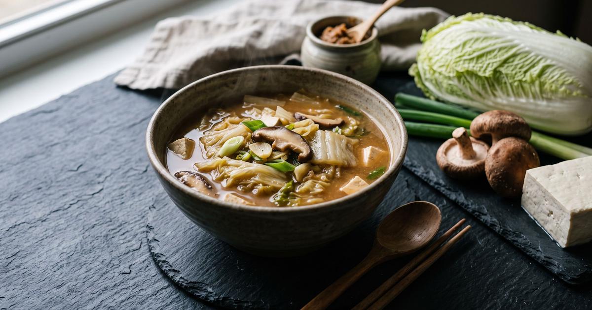 Baechu-guk, Napa Cabbage and Soybean Paste Soup