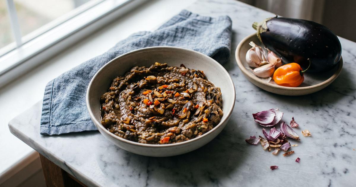 Baigan Choka, Trini Roasted Eggplant