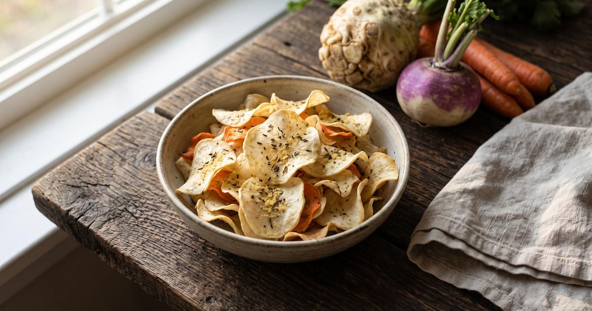 Baked Root Vegetable Crisps with Thyme