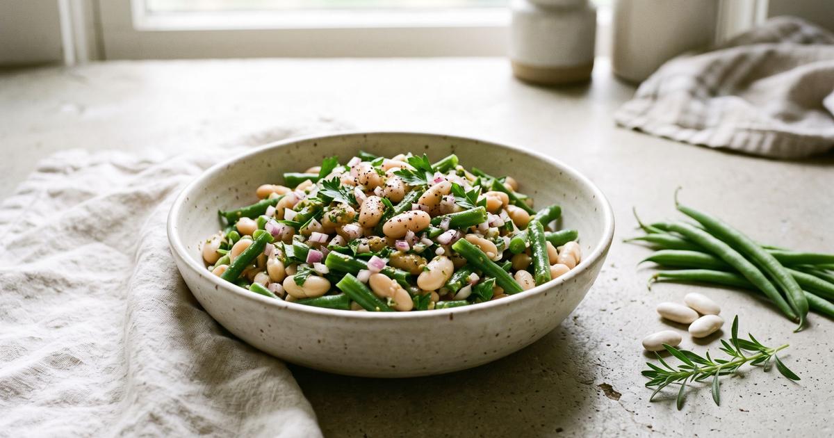 Bohnensalat, German Bean Salad with Savory