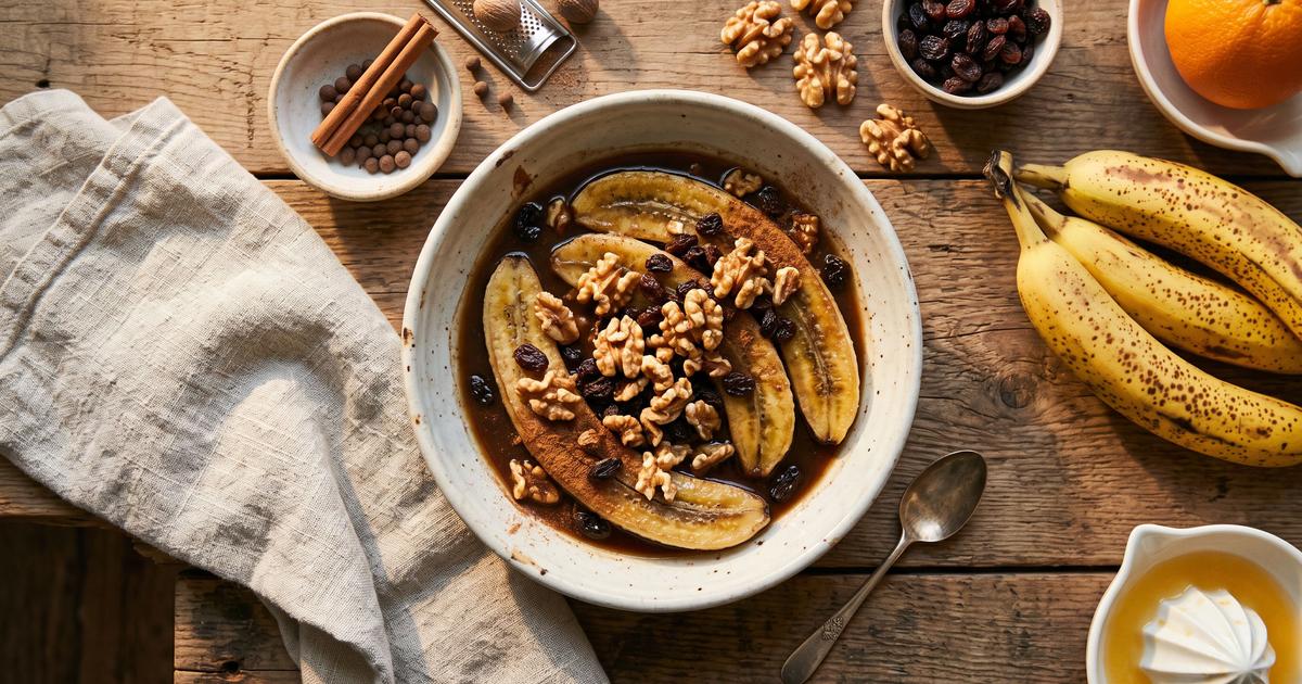 Caribbean Baked Bananas with Allspice and Orange