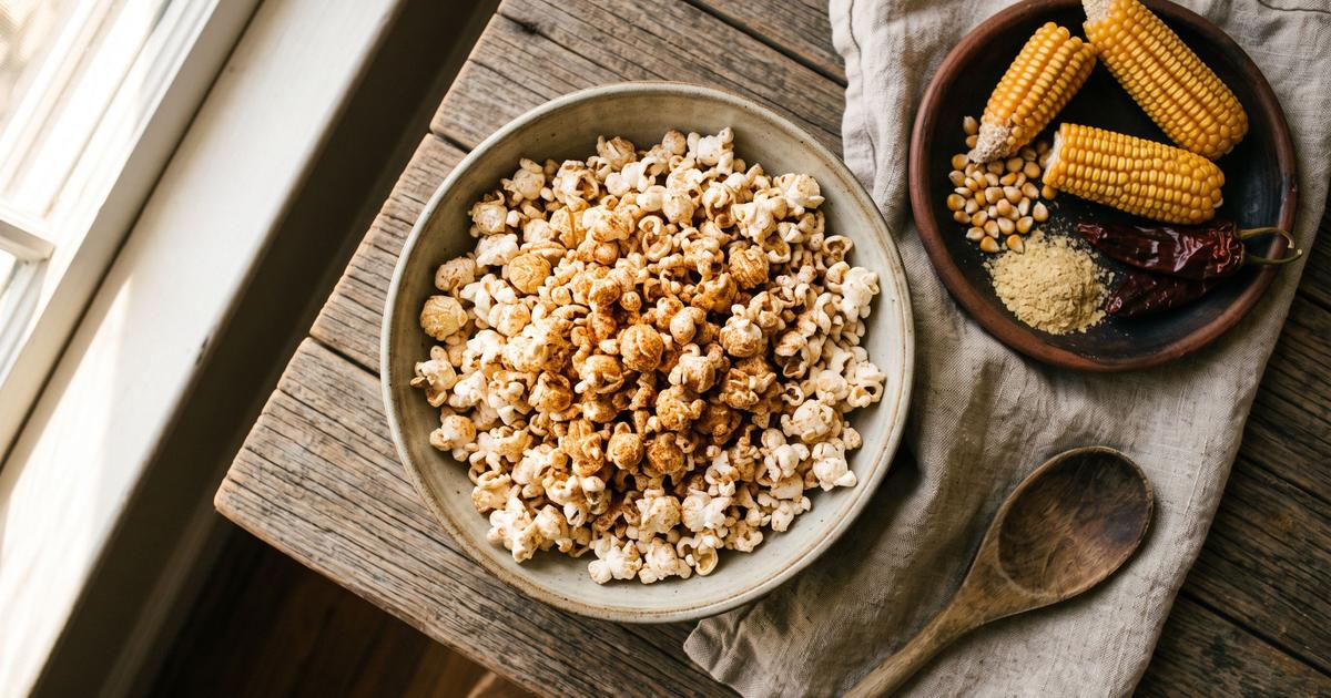 Cheesy Popcorn with Nutritional Yeast