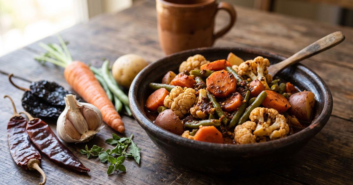 Chileajo de Verduras, Oaxacan Chile-Garlic Vegetables