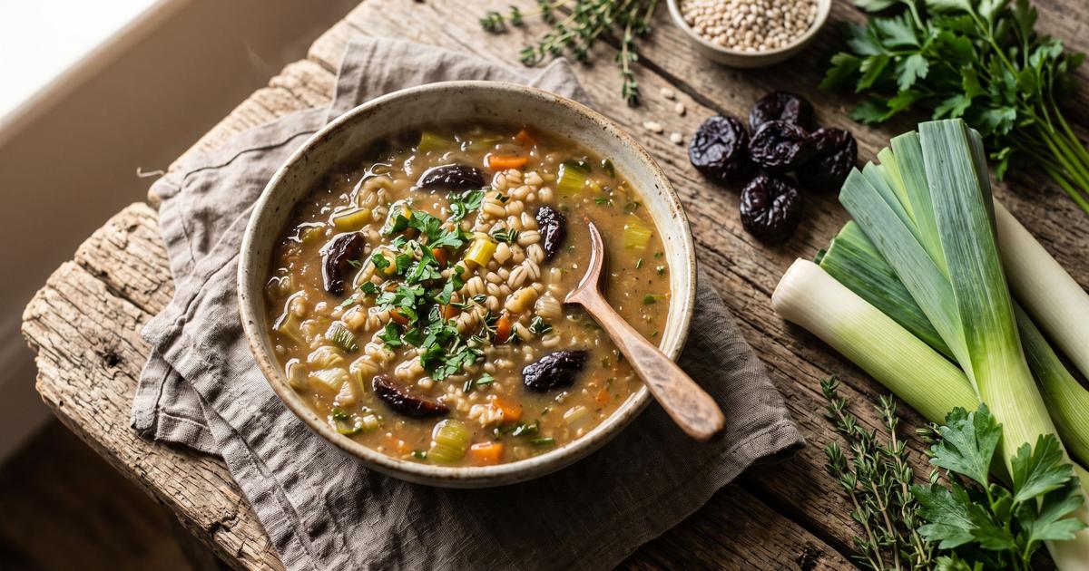 Cock-a-Leekie, Scottish Leek and Prune Soup