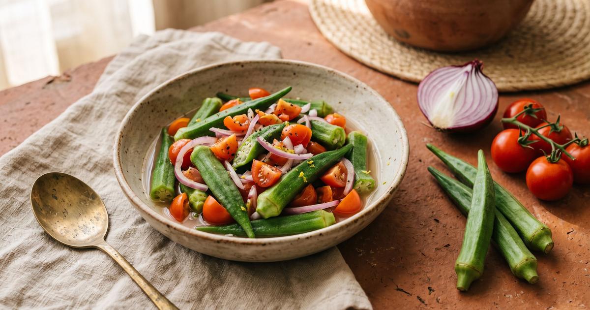 Ensaladang Okra, Filipino Okra and Tomato Salad