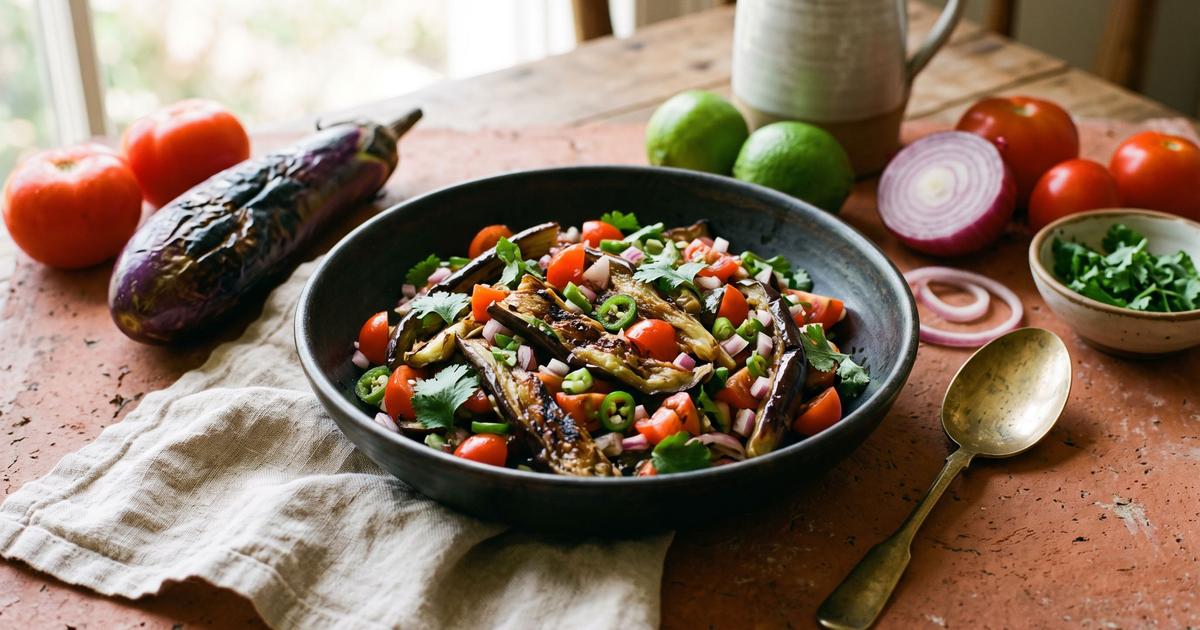 Ensaladang Talong, Filipino Grilled Eggplant Salad