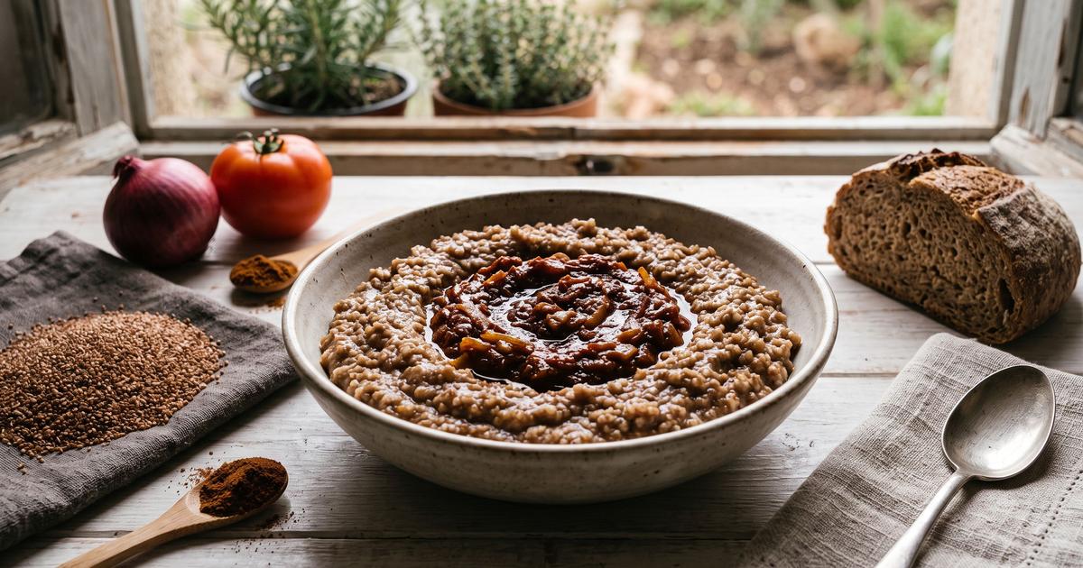Ethiopian Teff Porridge with a Berbere Well