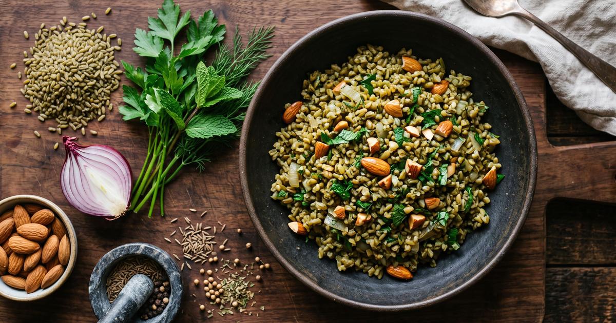 Freekeh Pilaf with Herbs and Almonds