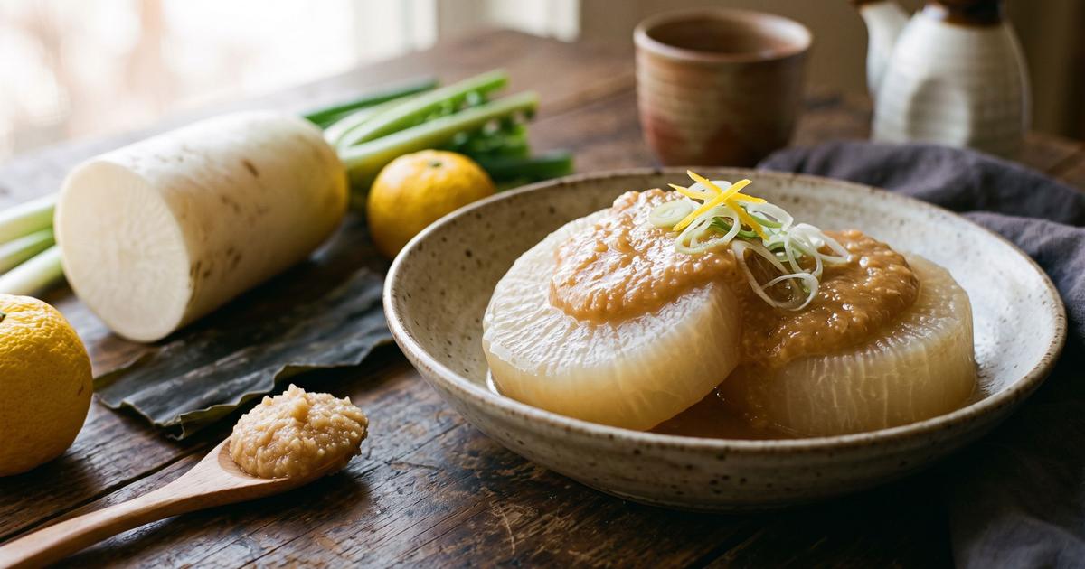 Furofuki Daikon, Simmered Daikon with Sweet Miso