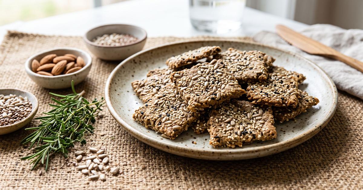 Herbed Almond Flour and Seed Crackers