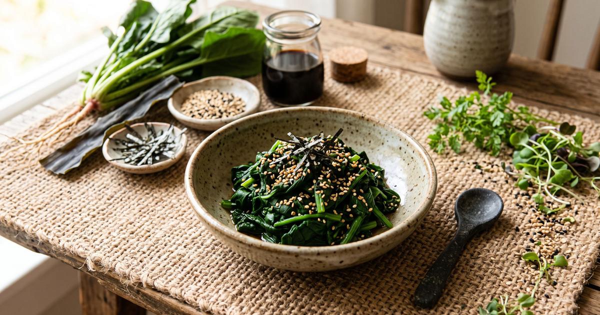 Horenso no Ohitashi, Spinach Steeped in Dashi