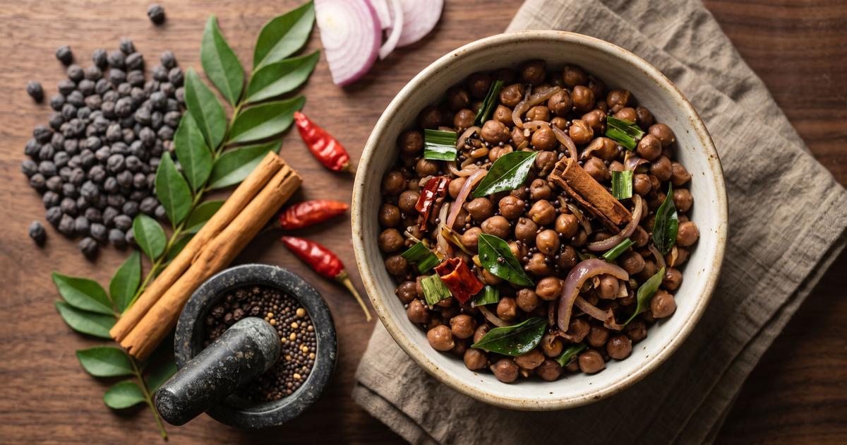 Kadala, Sri Lankan Deviled Black Chickpeas