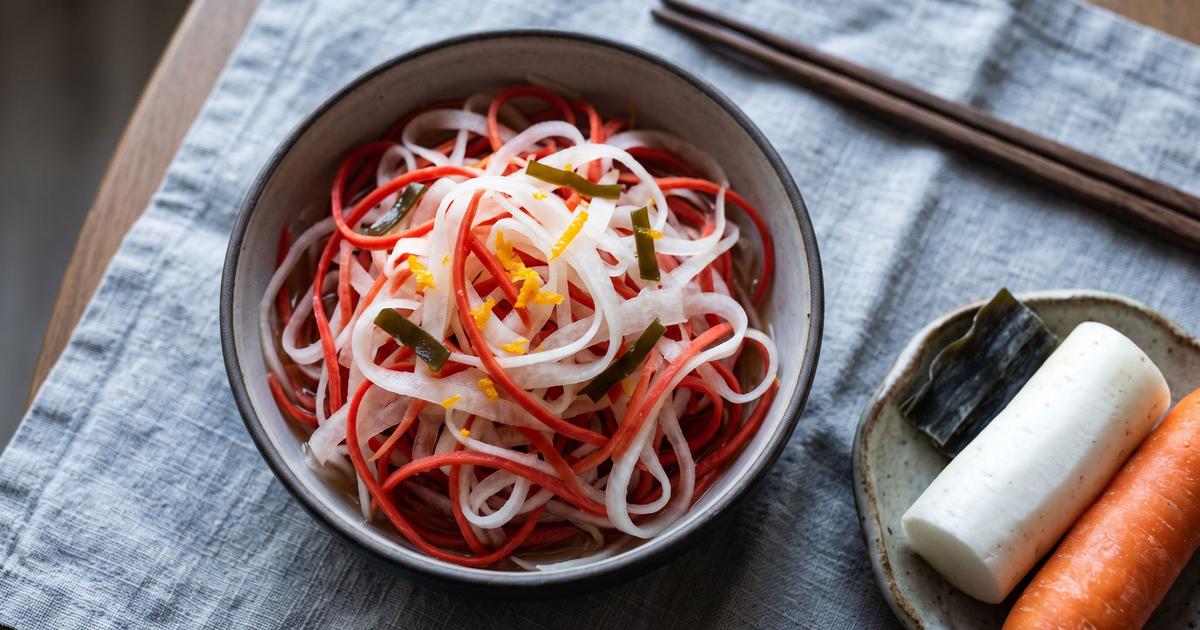 Kohaku Namasu, Daikon and Carrot in Sweet Vinegar