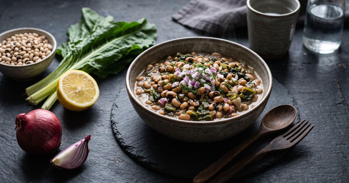 Louvia me Lahana, Cypriot Black-Eyed Peas with Chard