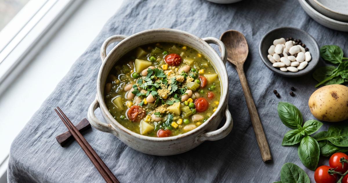 Menestron, Peruvian Basil Vegetable Soup