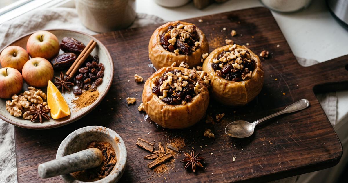 Moroccan Baked Apples with Dates and Walnuts