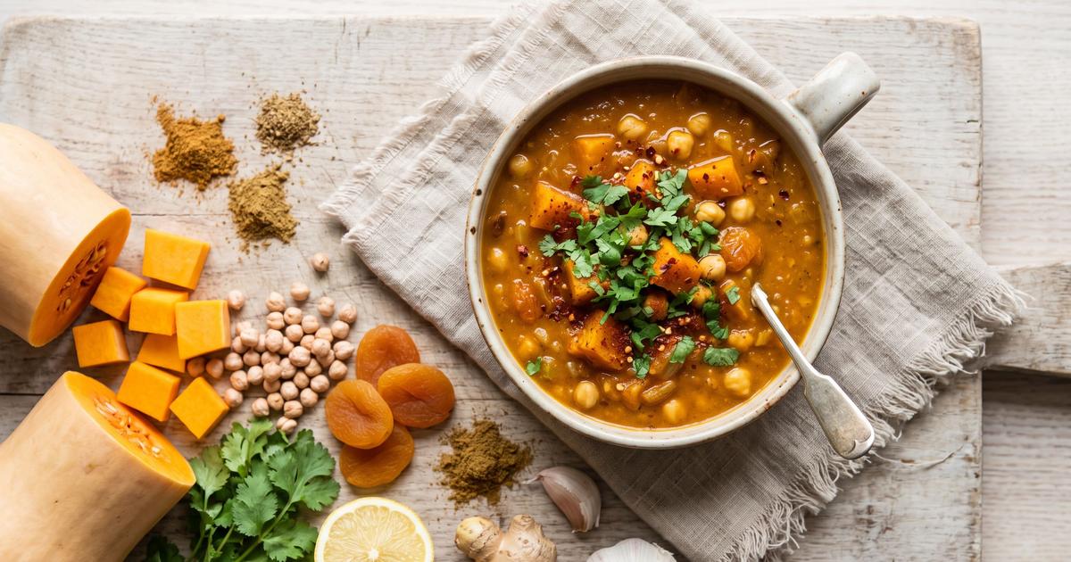 Moroccan Squash and Chickpea Soup