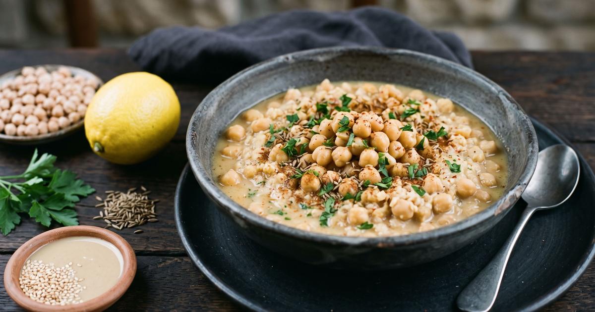 Msabbaha, Warm Chickpeas in Lemon Tahini