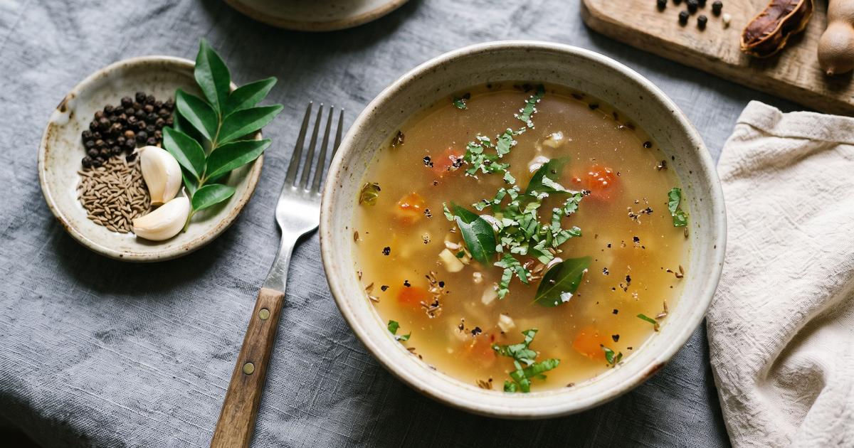 Paruppu Rasam, South Indian Lentil and Tamarind Broth