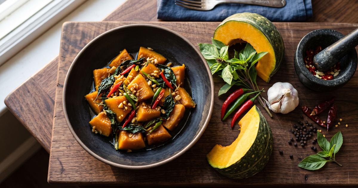 Phat Fak Thong, Thai Stir-Fried Kabocha with Basil