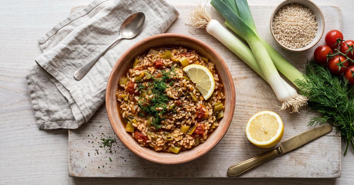 Prasorizo, Greek Leeks and Rice