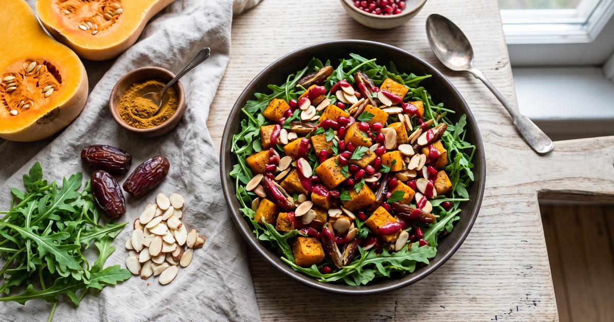 Moroccan Roasted Squash Salad with Dates and Almonds