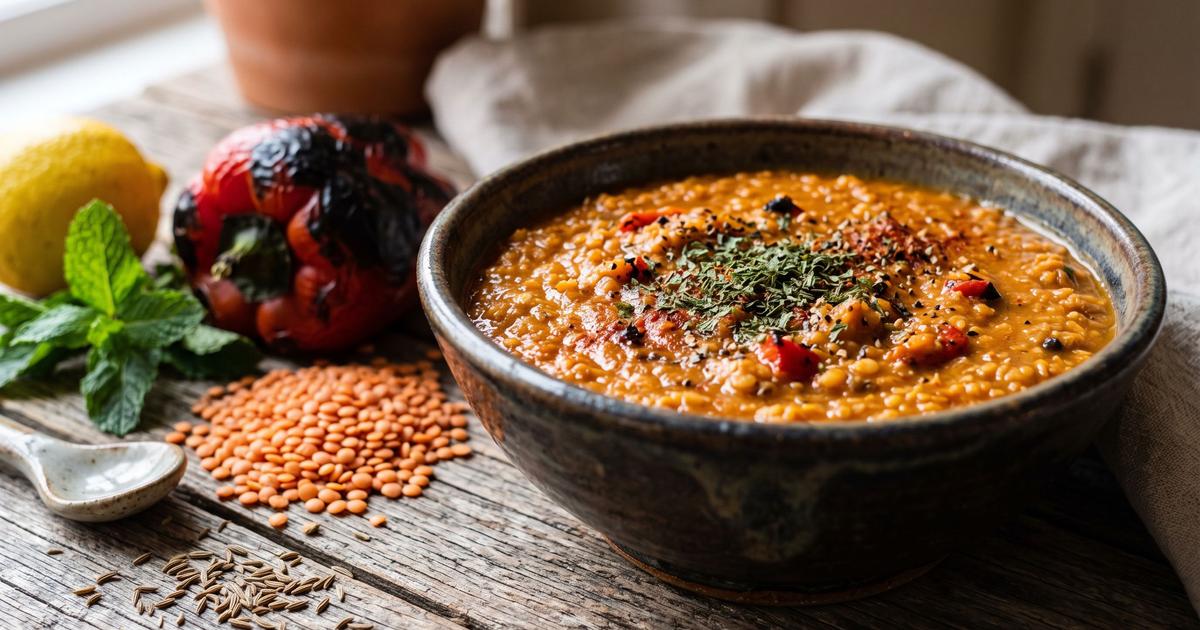 Red Lentil and Roasted Red Pepper Soup