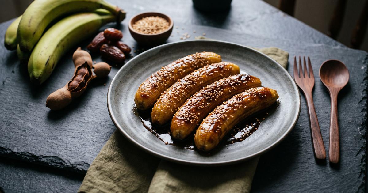 Roasted Bananas with Tamarind and Sesame