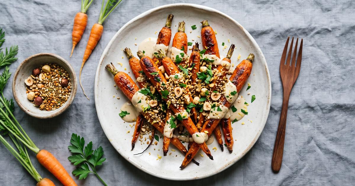 Roasted Carrots with Dukkah and Mint