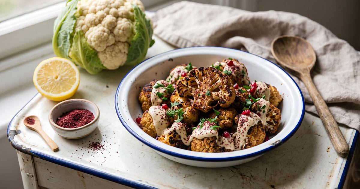 Roasted Cauliflower with Tahini and Sumac