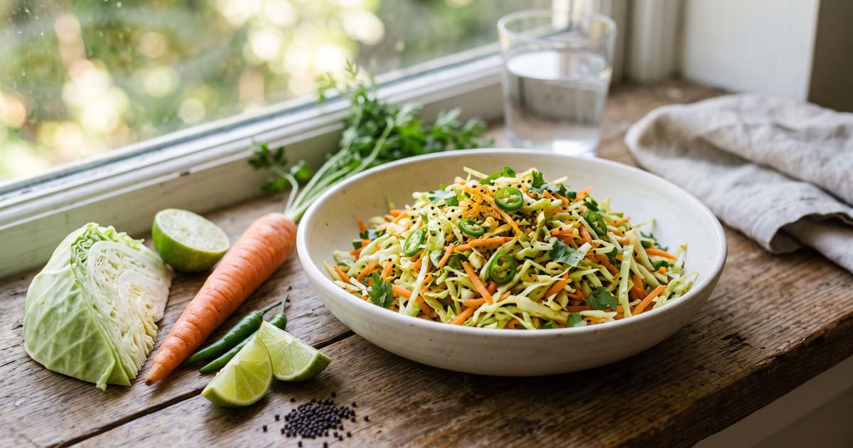 Sambharo, Gujarati Warm Cabbage and Carrot Salad