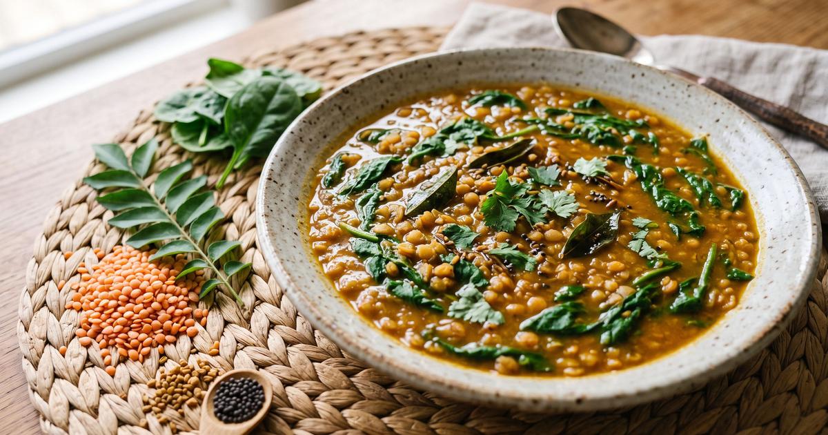 Sri Lankan Lentil and Spinach Soup
