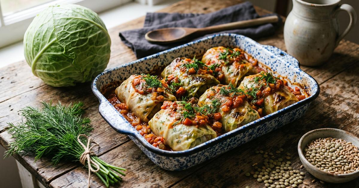 Stuffed Cabbage with Grain and Mushroom