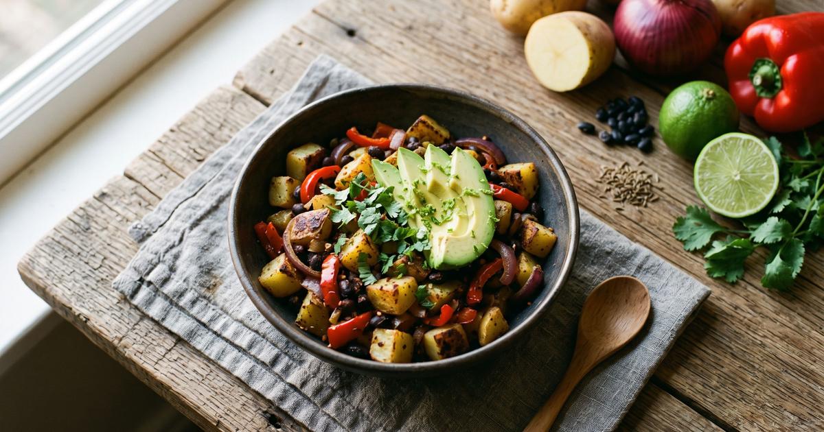 Tex-Mex Breakfast Bean and Potato Skillet