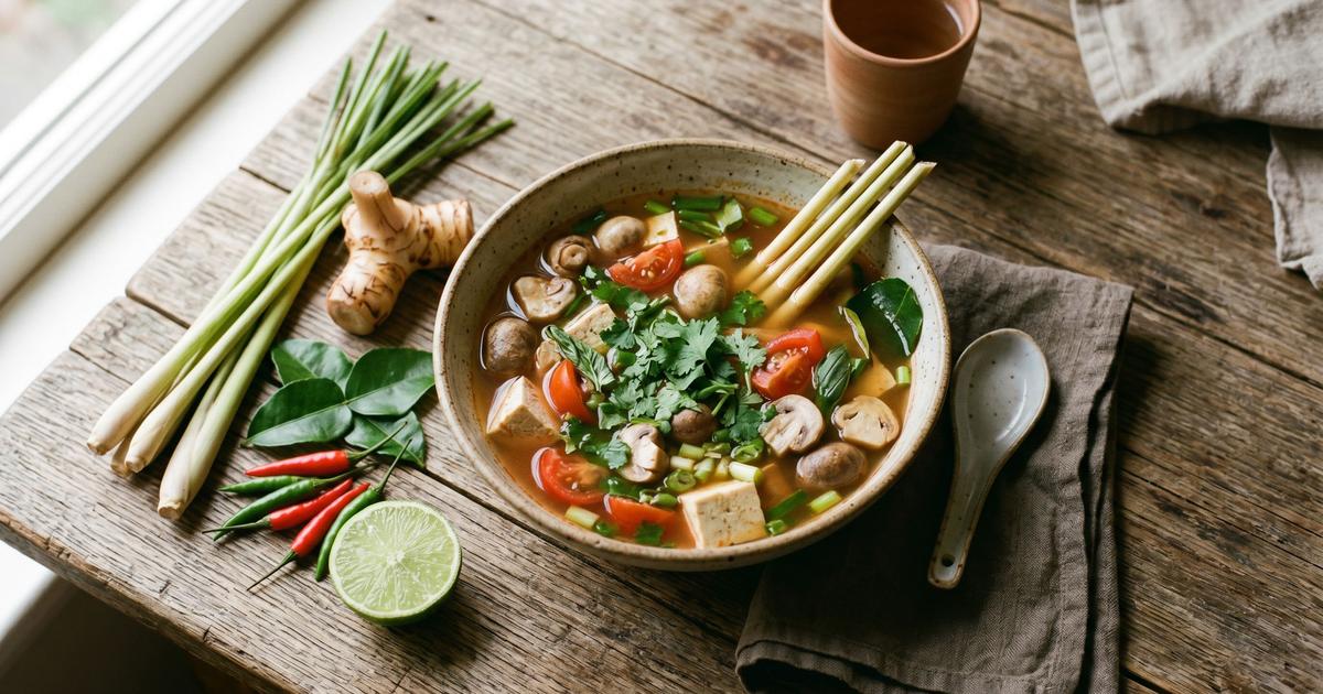 Tom Yum with Mushrooms and Tofu