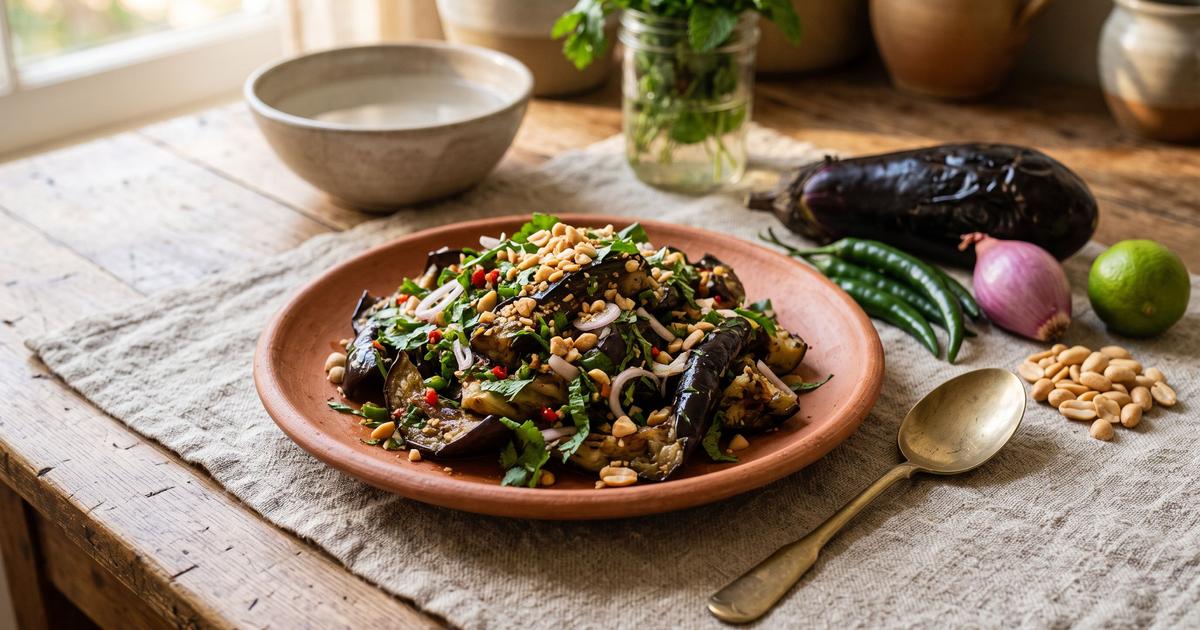 Yam Makhuea Yao, Thai Grilled Eggplant Salad